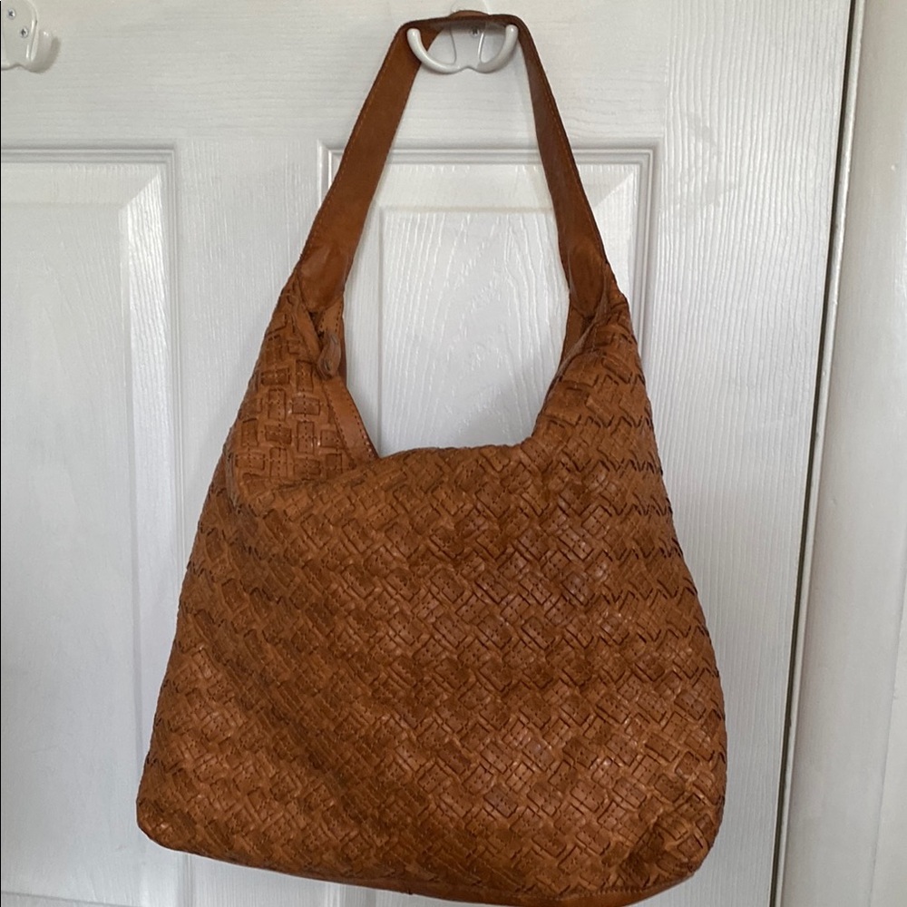 Source Unknown Brown Hobo Bag with Textured Design